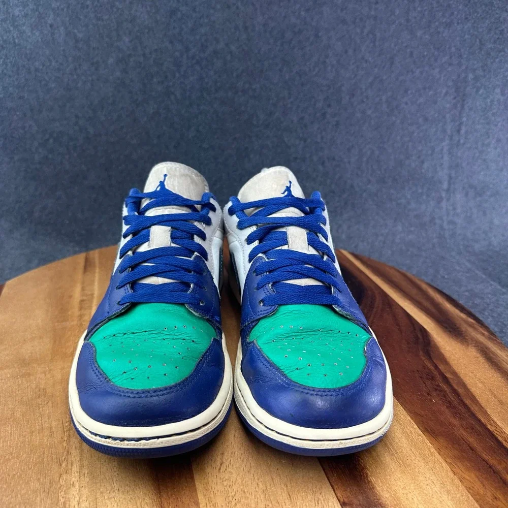 Nike Air Jordan 1 Low Rare Air Green Blue Mens 8 Sneakers Retro 553558-147